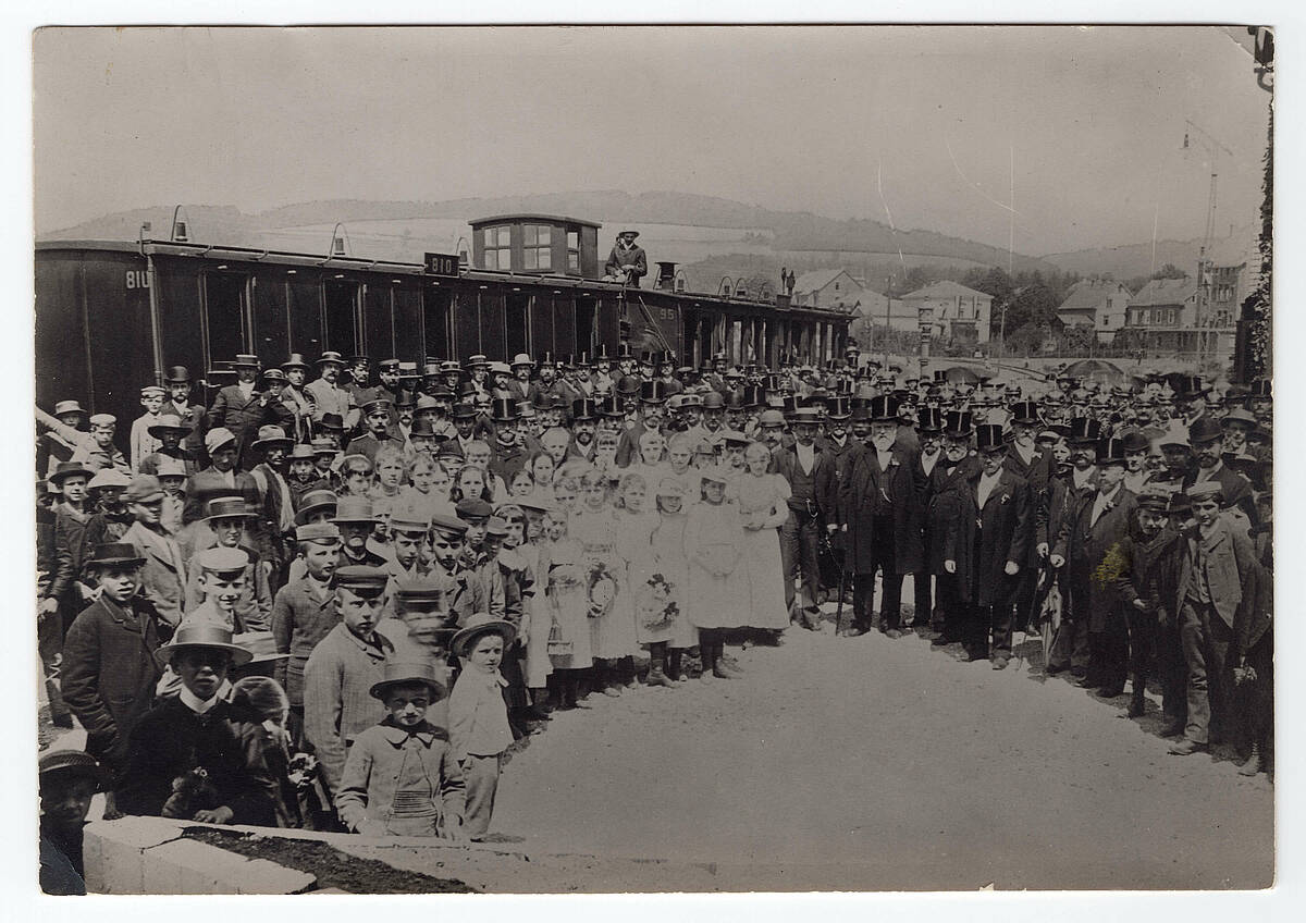 Eröffnung der Bahnstrecke zwischen Gummersbach und Marienheide, 1893 – Foto: Sammlung Jürgen Woelke/LVR-Freilichtmuseum Lindlar