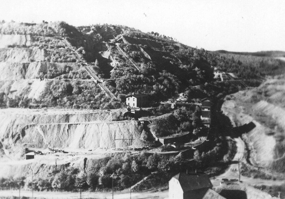 Bremsbahnanlagen in einem Steinbruch bei Gummersbach-Talbecke, um 1920 – Foto: Heimatbildarchiv des Oberbergischen Kreises